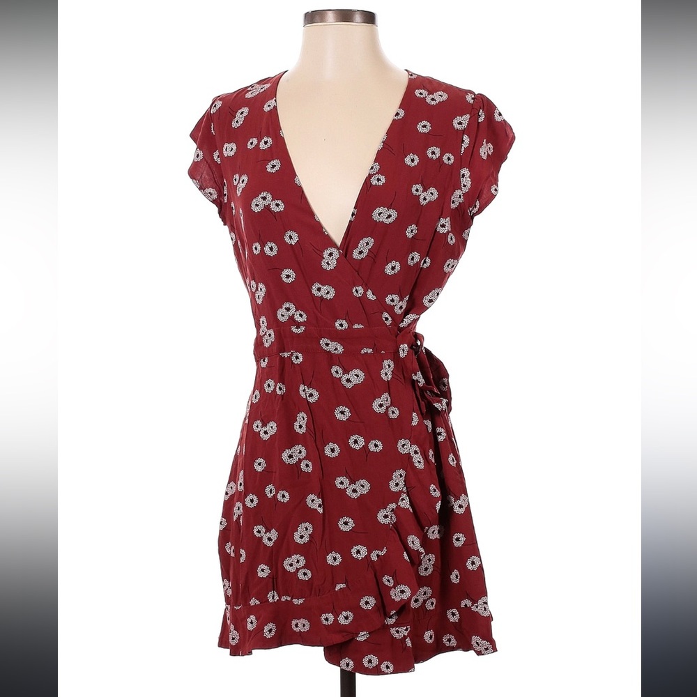 Floral Wrap Dress - Red